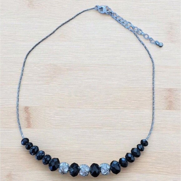 Park Lane Faceted Australian Crystal Beaded Necklace “MIDNIGHT” Jet Black 17" - Picture 1 of 3
